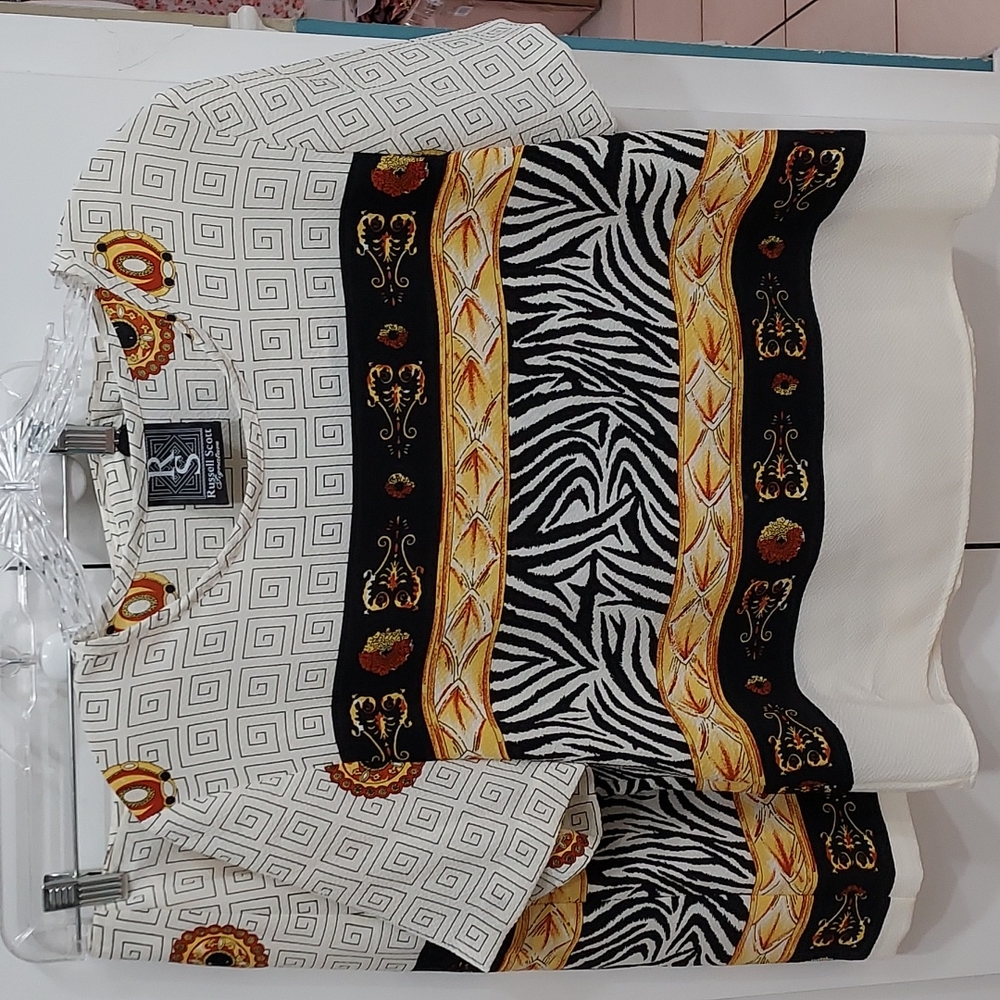 2pc. Russell Scott Matching Top Med & Wrap Skirt Sz 10 Zebra Print